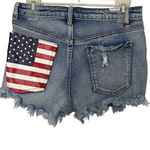 Almost Famous American Flag Jean Denim Shorts M NWOT